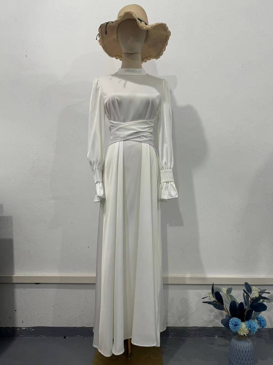 Levoire | Robe Longue À Col Roulé À Manches Volantées Puff Femme Douce Élégante Soirée Anniversaire Cérémonie