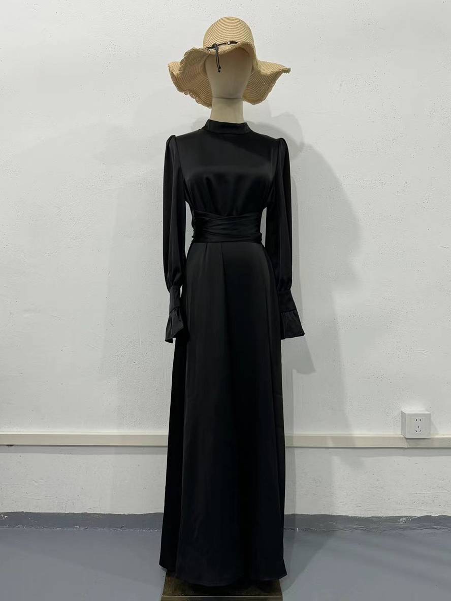 Levoire | Robe Longue À Col Roulé À Manches Volantées Puff Femme Douce Élégante Soirée Anniversaire Cérémonie