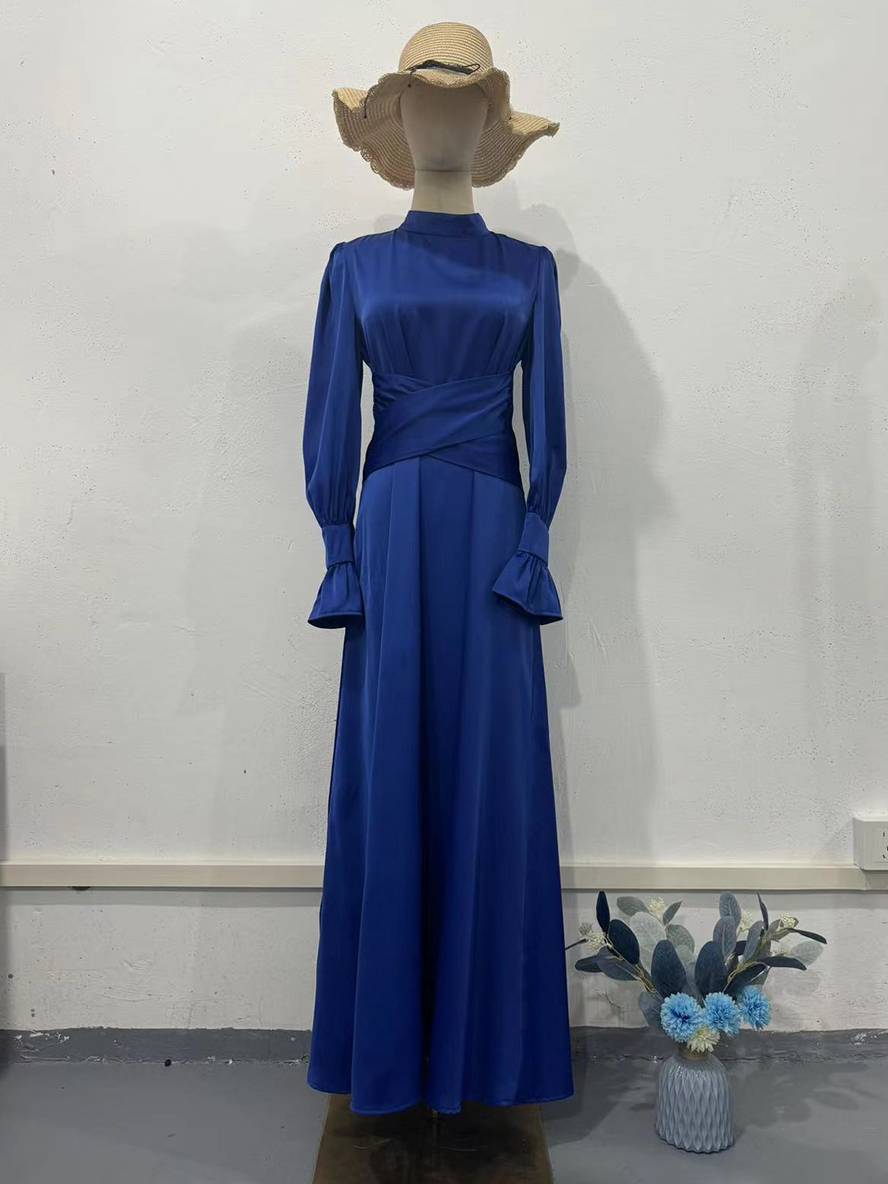 Levoire | Robe Longue À Col Roulé À Manches Volantées Puff Femme Douce Élégante Soirée Anniversaire Cérémonie
