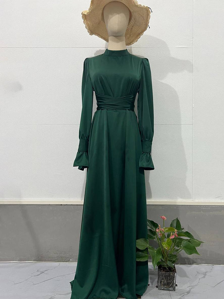 Levoire | Robe Longue À Col Roulé À Manches Volantées Puff Femme Douce Élégante Soirée Anniversaire Cérémonie