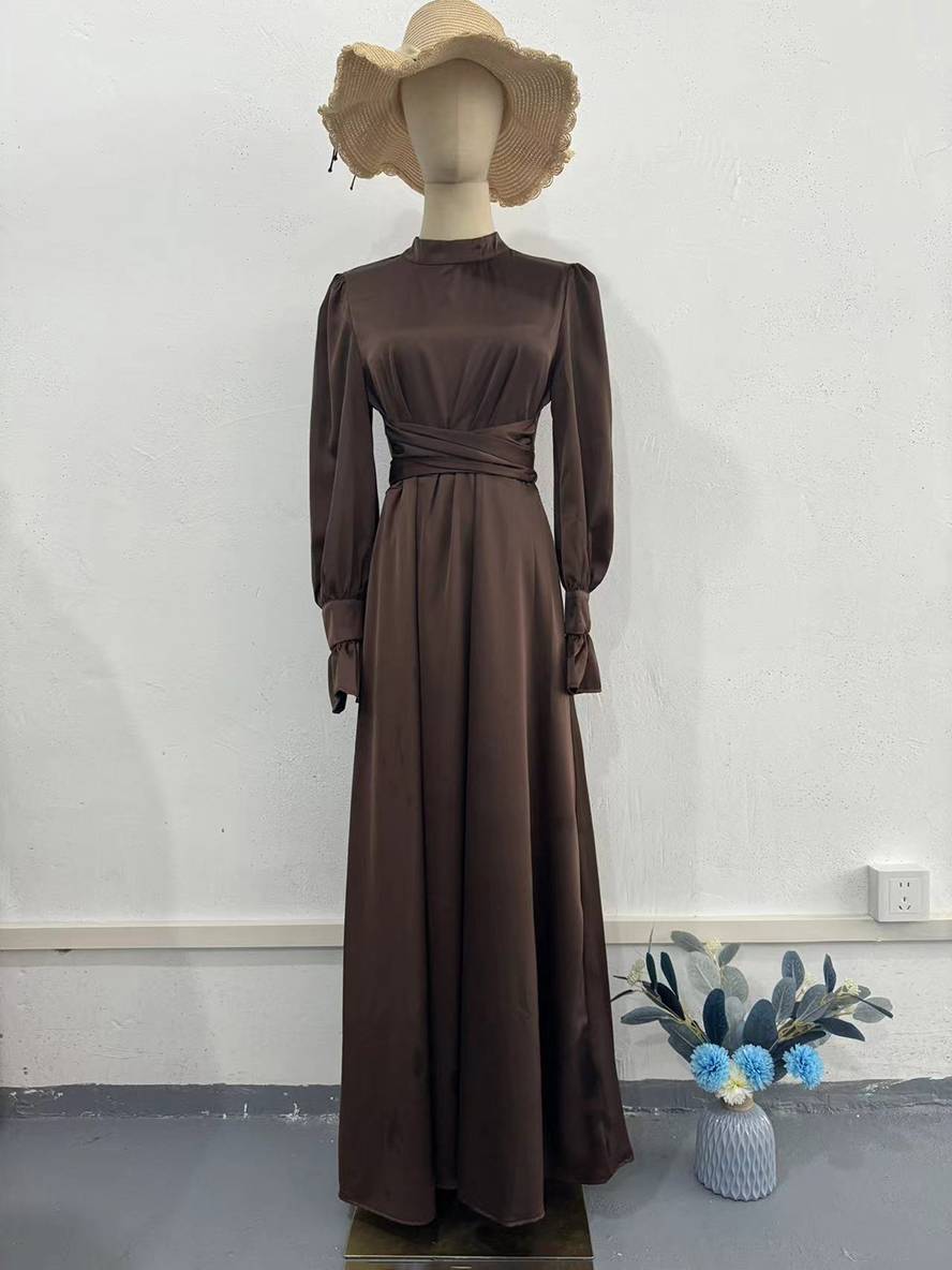 Levoire | Robe Longue À Col Roulé À Manches Volantées Puff Femme Douce Élégante Soirée Anniversaire Cérémonie