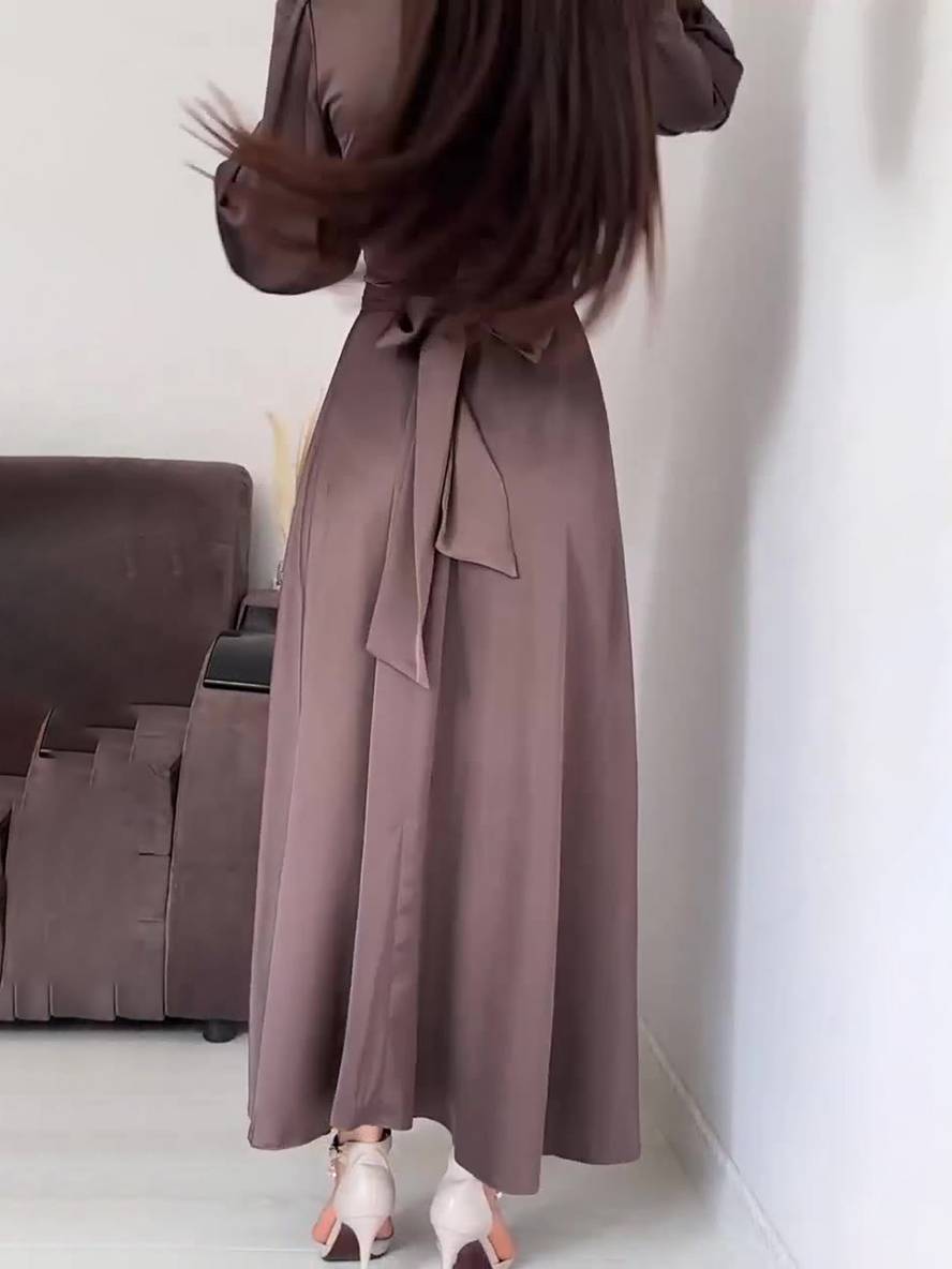 Levoire | Robe Longue À Col Roulé À Manches Volantées Puff Femme Douce Élégante Soirée Anniversaire Cérémonie