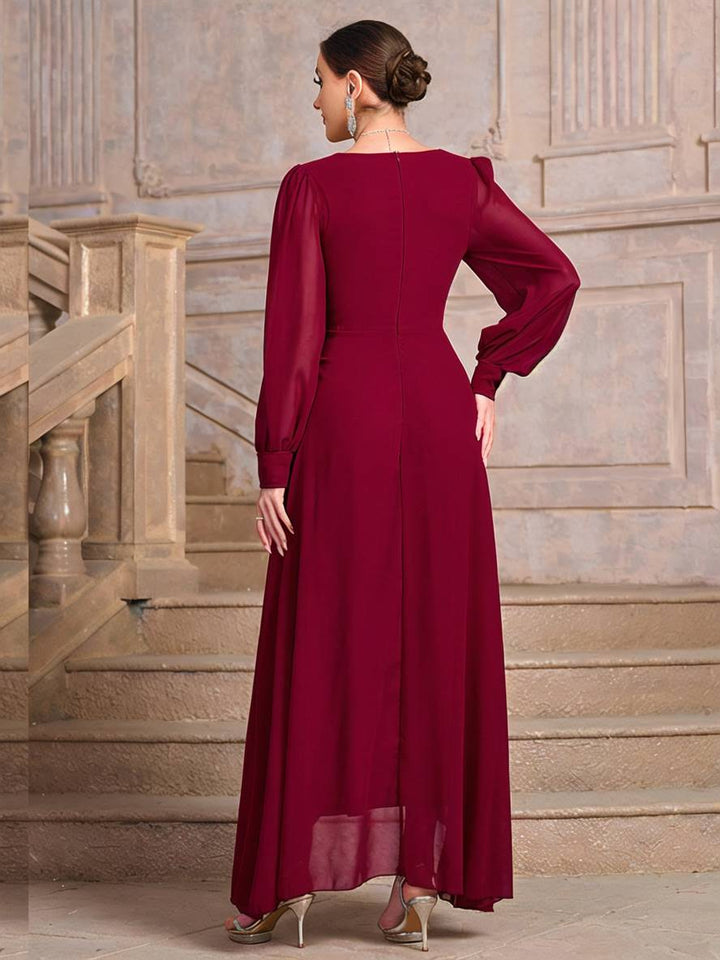 Levoire | Robe De Soirée Longue Pour Mariage Décolleté En V Manches Longues Femmes Élégante Décontractée Bal De Fin D'Année