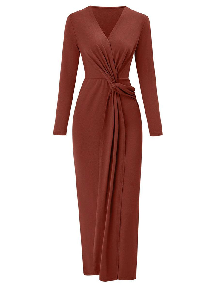 Levoire | Robe Sans Manches Longue Avec Décolleté En V Bouton Élégante Décontractée Soirée Bal