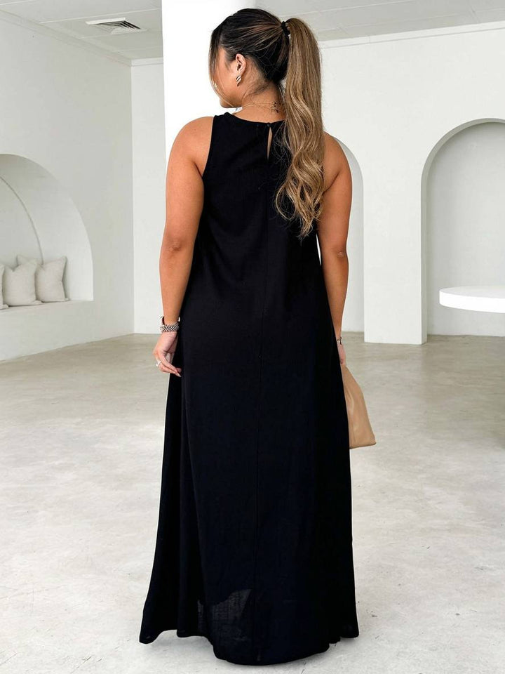 Levoire | Robe Longue À Rayures Col Rond Sans Manches Femme Élégante Décontractée Ample Plage