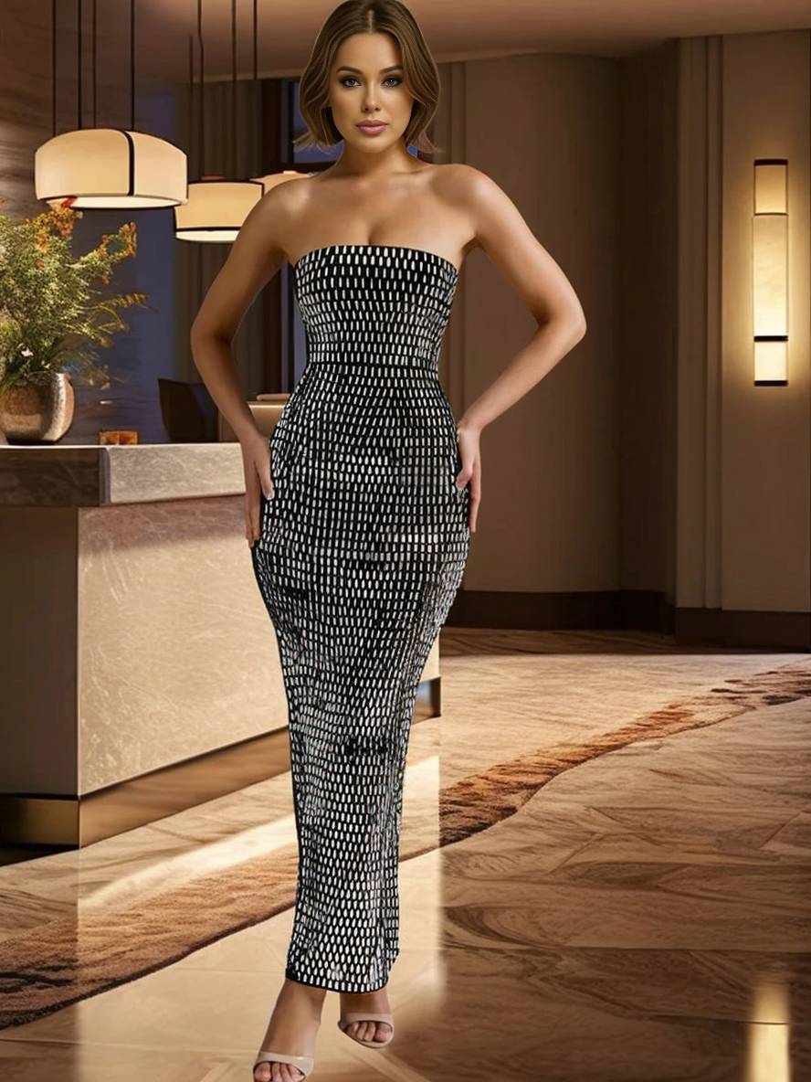 Levoire | Robe Longue À Bretelles Strass Fendue Sans Manches Pour Femmes Élégante Soirée Cocktail Bal Noir