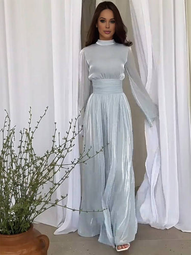 Levoire | Robe Longue Col Rond Manches Trompette Manches Longues Élégante Vintage Décontractée Bal De Fin D'Année