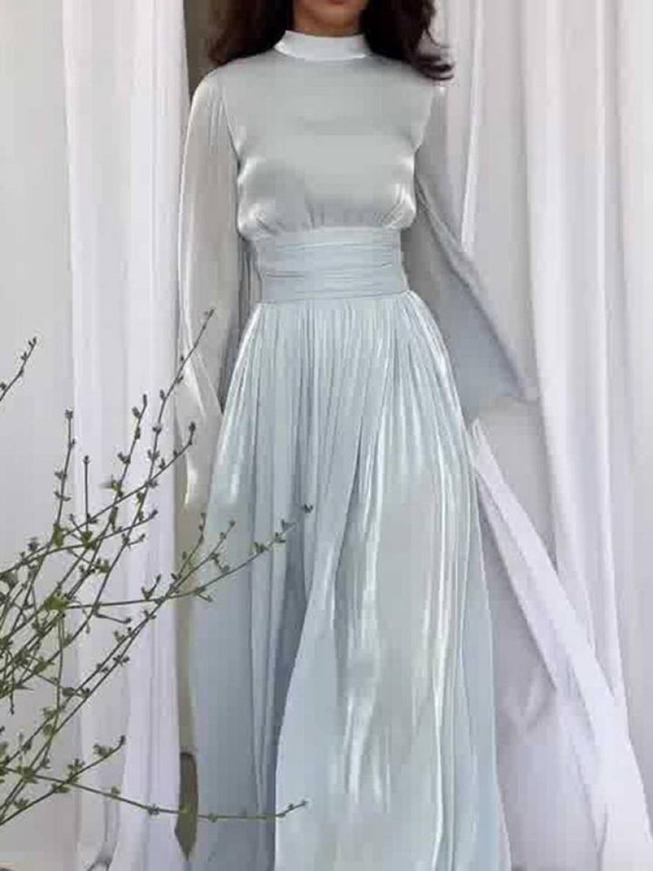 Levoire | Robe Longue Col Rond Manches Trompette Manches Longues Élégante Vintage Décontractée Bal De Fin D'Année