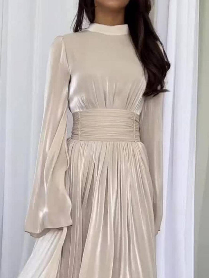 Levoire | Robe Longue Col Rond Manches Trompette Manches Longues Élégante Vintage Décontractée Bal De Fin D'Année