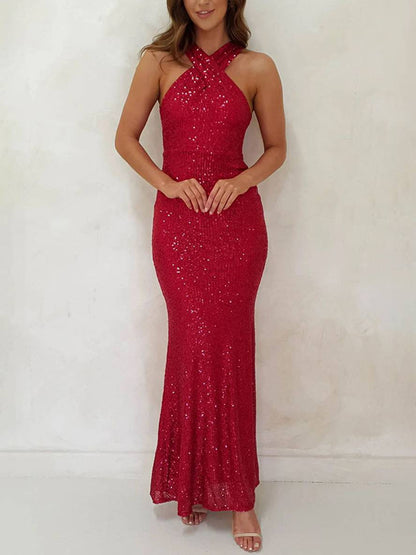 Levoire | Long Robe Cintrée Brillante En Paillettes Dos Ouvert Sans Bretelles Robe De Soirée Élégante Bal De Danse Bal De Fin D'Études