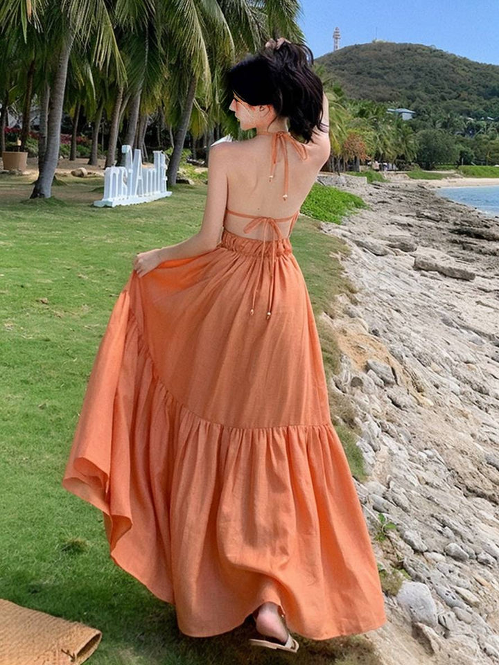 Levoire | Robe Longue À Col En V Avec Volant Sans Manches Mode D'Été Pour Femmes
