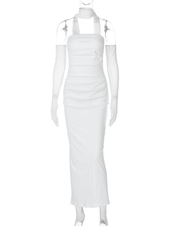 Levoire | Robe Bustier Tulle Longue Moulante Avec Gants En 2 Parties Femme Élégant Vintage Robe De Soirée Pour Mariage