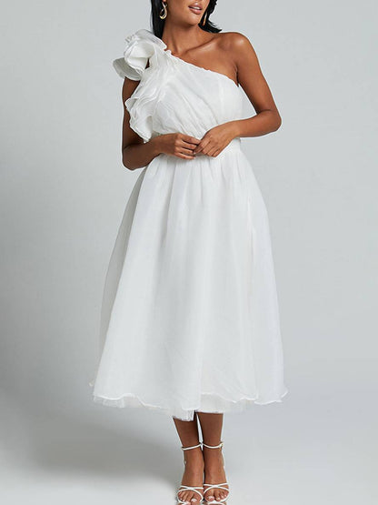 Levoire | Robe Longue À Une Épaule Fluide Avec Volants Dos Nu Sans Manches Élégante Décontractée Plage