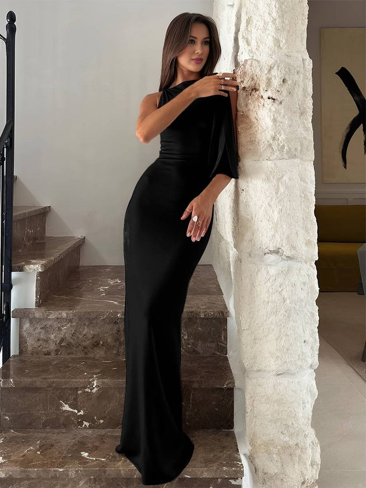 Levoire | Robe De Soirée Sans Manches À Épaules Dénudées Élégante Pour Fête D'Anniversaire Noir