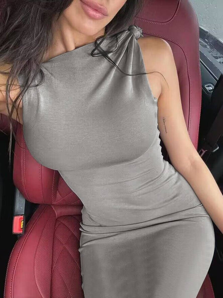 Levoire | Robe De Soirée Sans Manches À Épaules Dénudées Élégante Pour Fête D'Anniversaire Gris