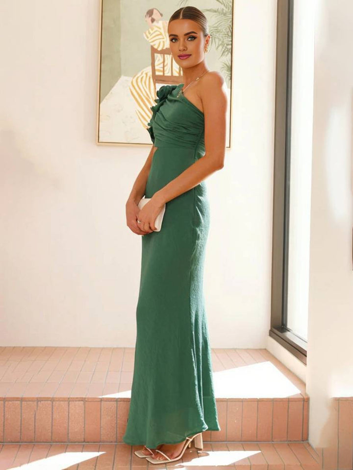 Levoire | Robe Longue Sans Manches À Épaule Unique Avec Découpes Femme Élégante Soirée Invités Mariage Bal Robe