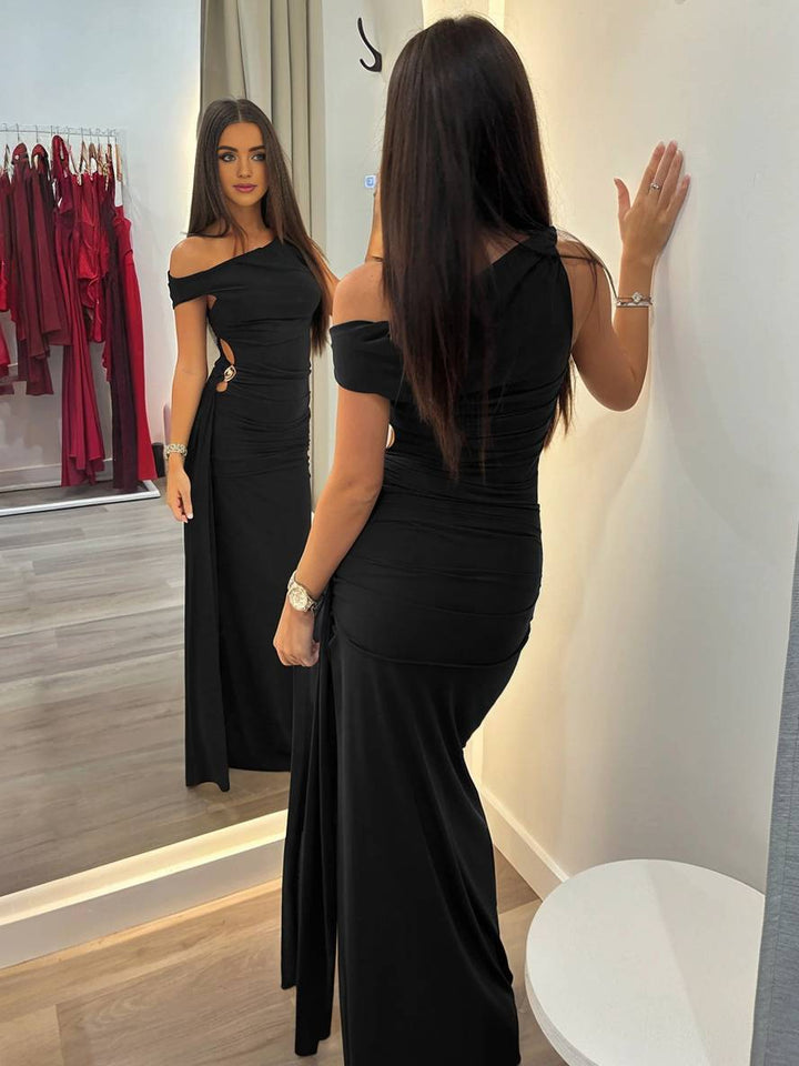 Levoire | Robe Longue Ajustée À Une Épaule Avec Découpe Fente Sur Le Côté Sans Manches Élégante Pour Femmes Robe De Soirée Décontractée