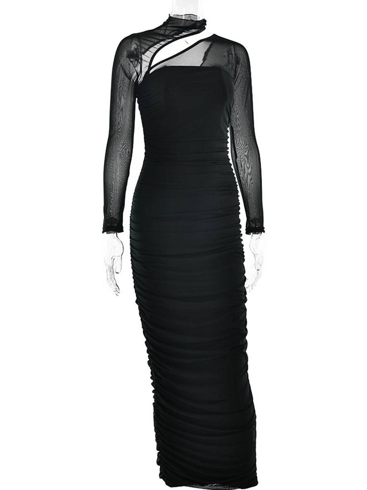 Levoire | Robe Longue Coupe Ajustée Tulle Bustier Dos Nu Col Rond Manches Longues Femme Décontractée Soirée Bal Prom
