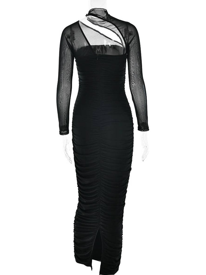 Levoire | Robe Longue Coupe Ajustée Tulle Bustier Dos Nu Col Rond Manches Longues Femme Décontractée Soirée Bal Prom