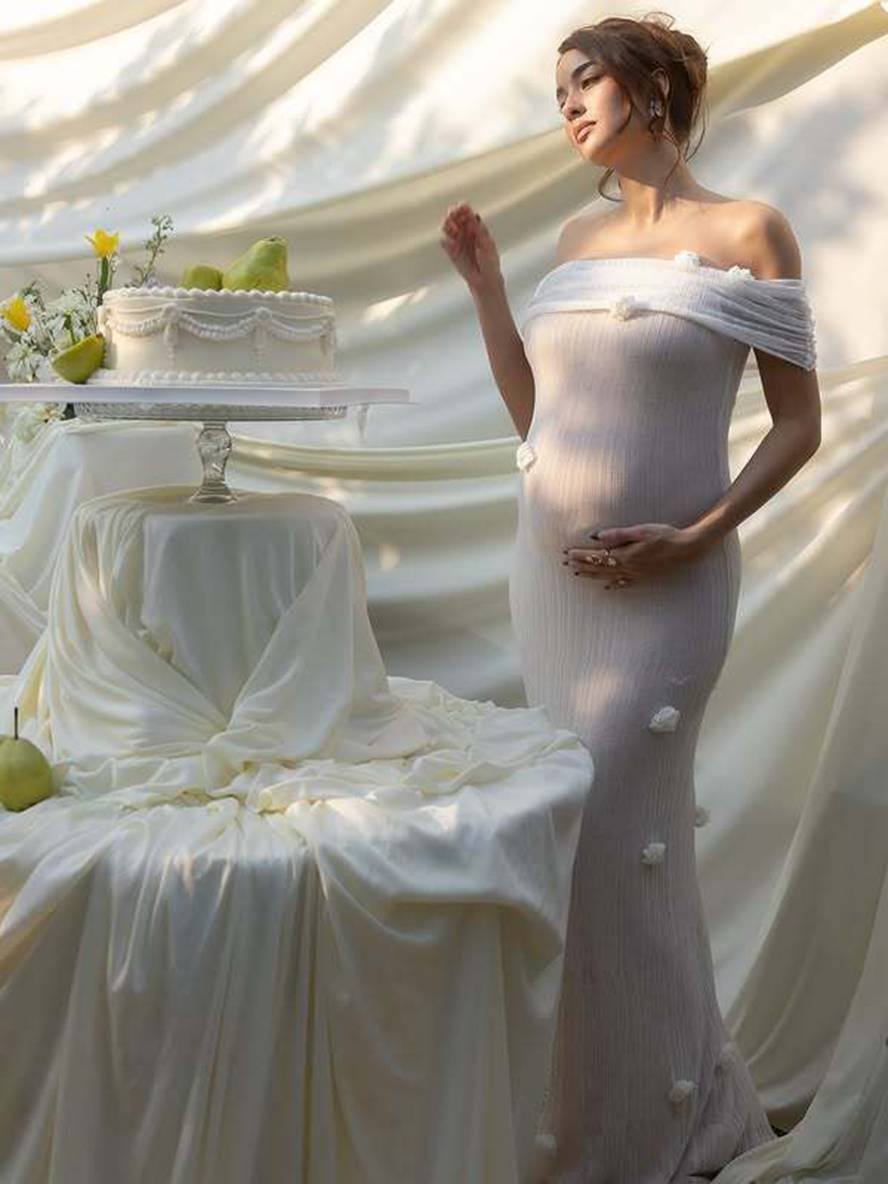 Levoire | Robe En Tulle Ajustée Sans Manches Pour Femmes Enceintes, Élégante Robe De Soirée Pour Mariage, Séance Photo