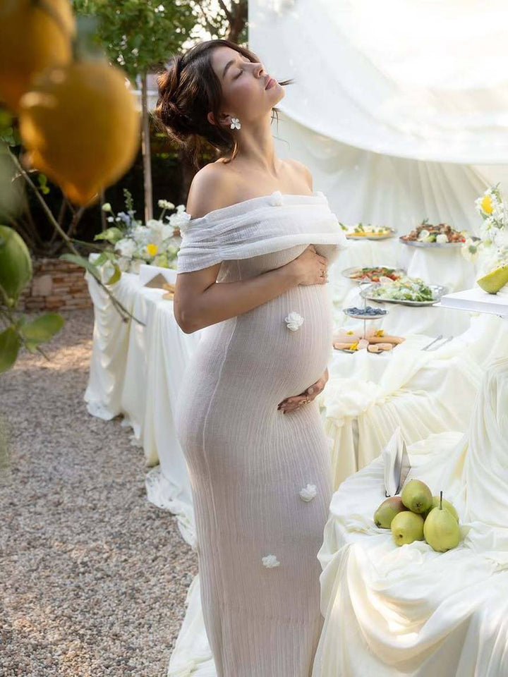 Levoire | Robe En Tulle Ajustée Sans Manches Pour Femmes Enceintes, Élégante Robe De Soirée Pour Mariage, Séance Photo