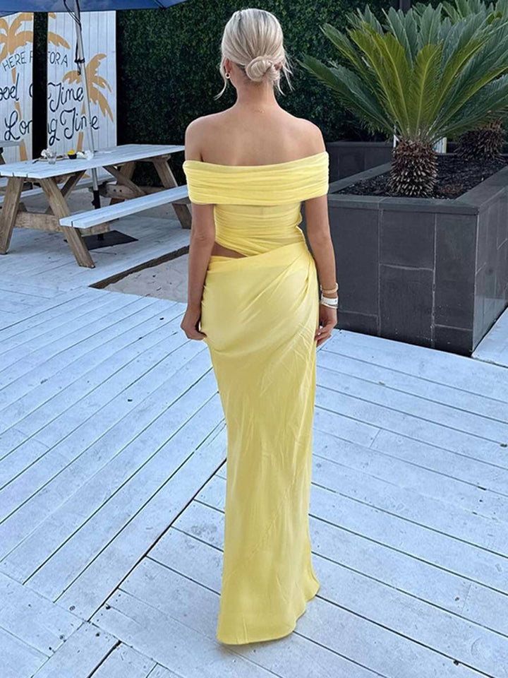 Levoire | Robe Longue Décolleté Bottes En Tulle Découpes Serre Moulante Irrégulière Avec Volants En Mesh Robe Longue De Vacances Pour Femmes