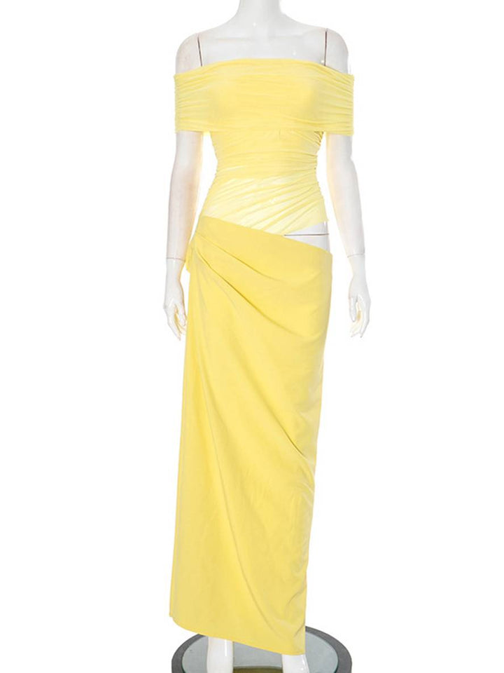 Levoire | Robe Longue Décolleté Bottes En Tulle Découpes Serre Moulante Irrégulière Avec Volants En Mesh Robe Longue De Vacances Pour Femmes