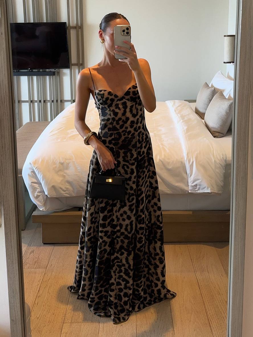 Levoire | Robe Longue À Imprimé Léopard Avec Décolleté En V Et Dos Nu Avec Fines Bretelles Sans Manches Décontractée Ample Robe De Plage Pour Les Vacances D'Été