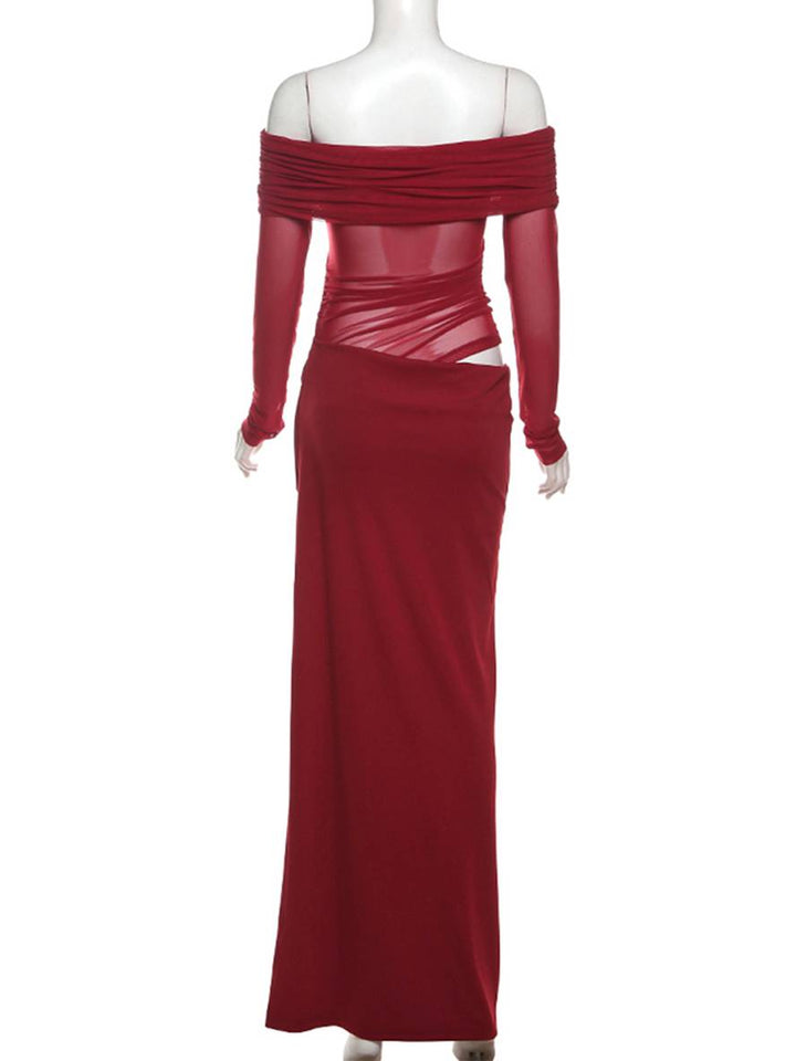 Levoire | Robe En Tulle Longue Ajustée Avec Manches Longues Dénudées Et Effet Ajouré Décontracté Robe De Bal