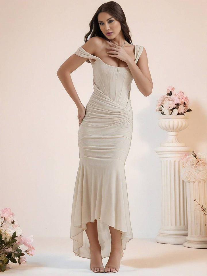 Levoire | Robe De Soirée Longue Élastique En Dentelle Sirène Corset Décolleté En Bateau Sans Manches Pour Dames Élégante Cérémonie