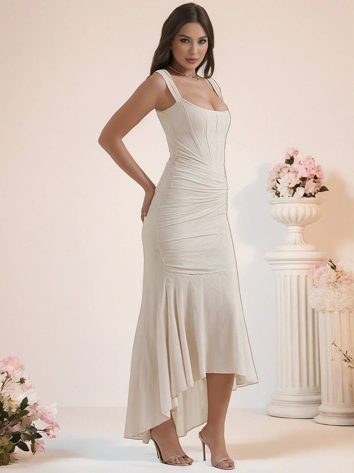 Levoire | Robe De Soirée Longue Élastique En Dentelle Sirène Corset Décolleté En Bateau Sans Manches Pour Dames Élégante Cérémonie