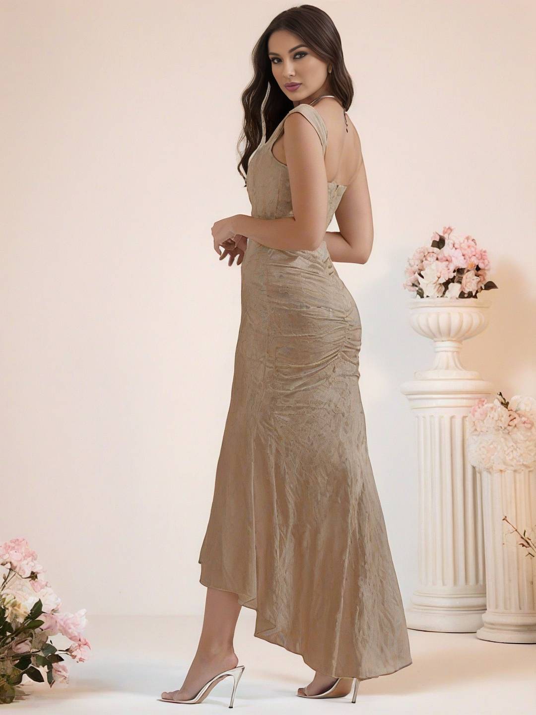 Levoire | Robe De Soirée Longue Élastique En Dentelle Sirène Corset Décolleté En Bateau Sans Manches Pour Dames Élégante Cérémonie