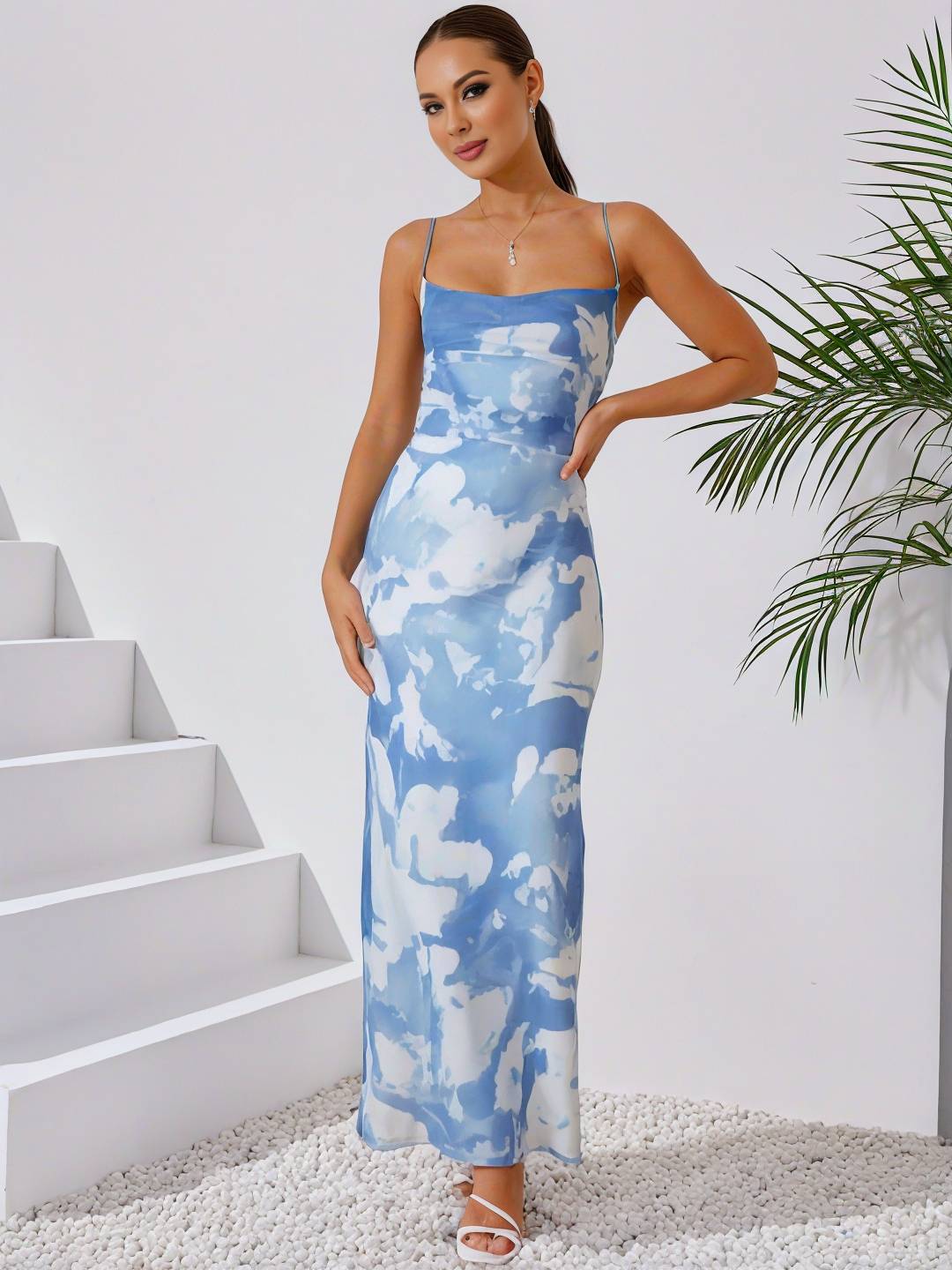 Levoire | Robe Longue À Motif Floral Avec Bretelles Fines, Dos Nu, Sans Manches, Élégante, Robe De Soirée Pour Dames, Cérémonie