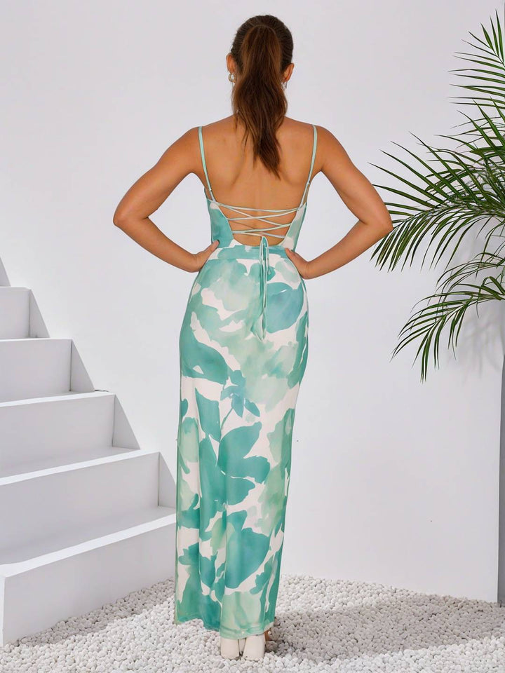 Levoire | Robe Longue À Motif Floral Avec Bretelles Fines, Dos Nu, Sans Manches, Élégante, Robe De Soirée Pour Dames, Cérémonie