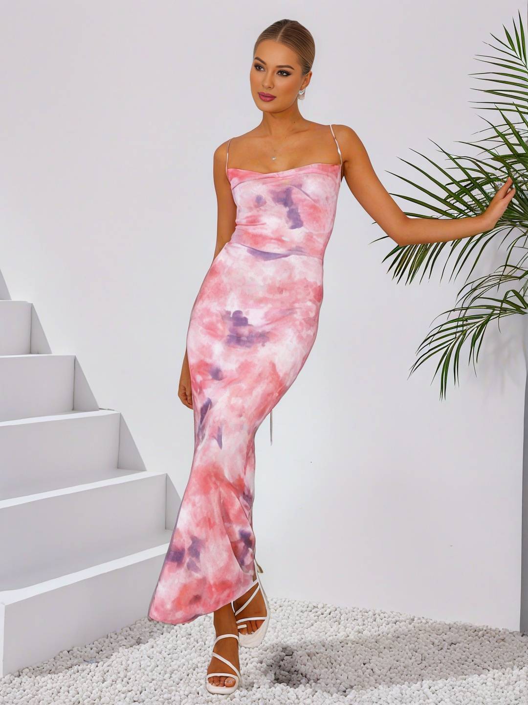 Levoire | Robe Longue À Motif Floral Avec Bretelles Fines, Dos Nu, Sans Manches, Élégante, Robe De Soirée Pour Dames, Cérémonie