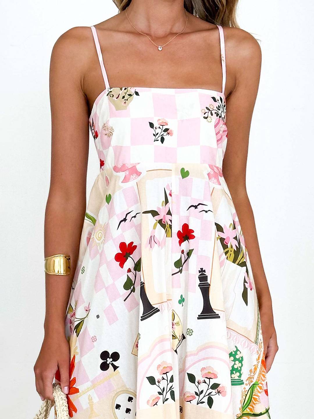 Levoire | Longue Robe De Vacances Imprimé Floral Fluide Avec Dos En Dentelle À Fines Bretelles Décolleté Carré Sans Manches Boho Décontracté Plage