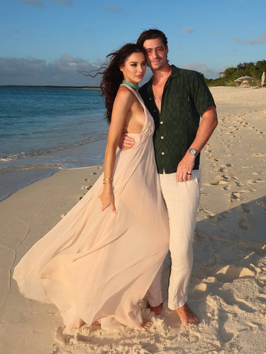 Levoire | Robe Longue Décolleté Dos Col Halter Plongeant Sans Manches Robe De Soirée Élégante Pour Mariage Robe De Plage