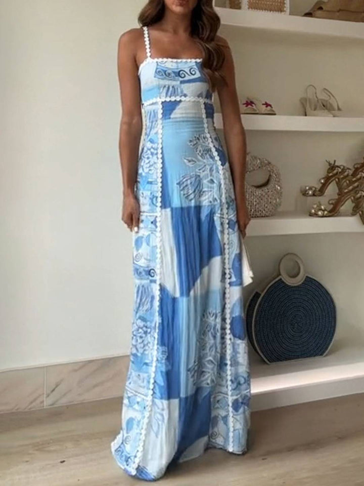 Levoire | Robe Longue Ajustement En Dentelle À Motifs Floraux Décolleté Halter Sans Manches Dame Décontracté Prom Plage