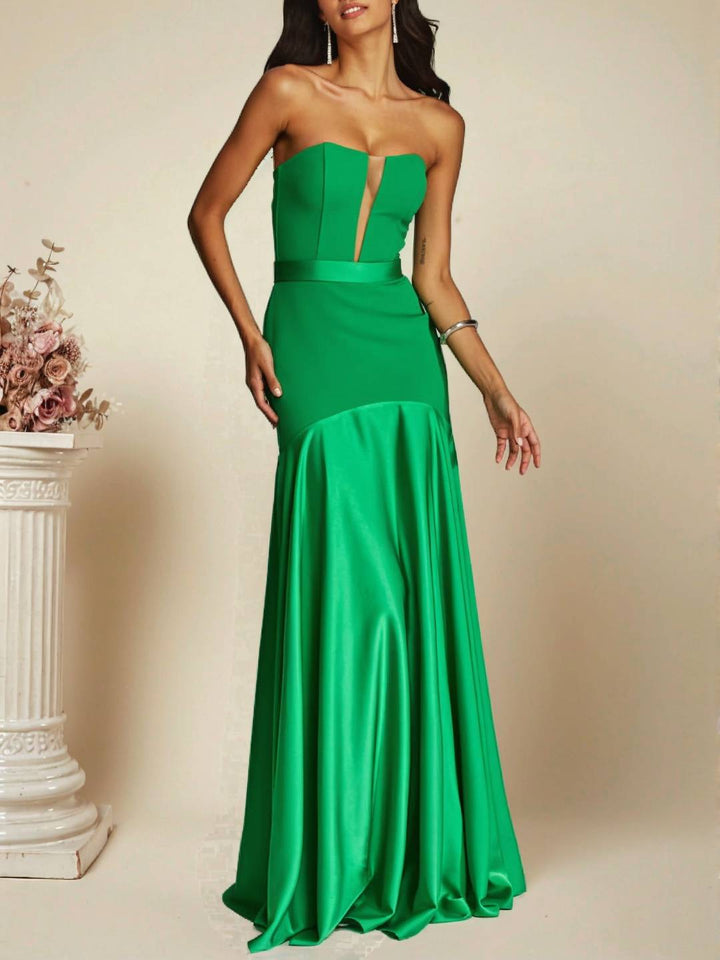 Levoire | Robe Bustier Longue En Satin Sans Manches Coupe Sirène Robe De Soirée Élégante Cérémonie Idéale Pour Une Occasion Particulière