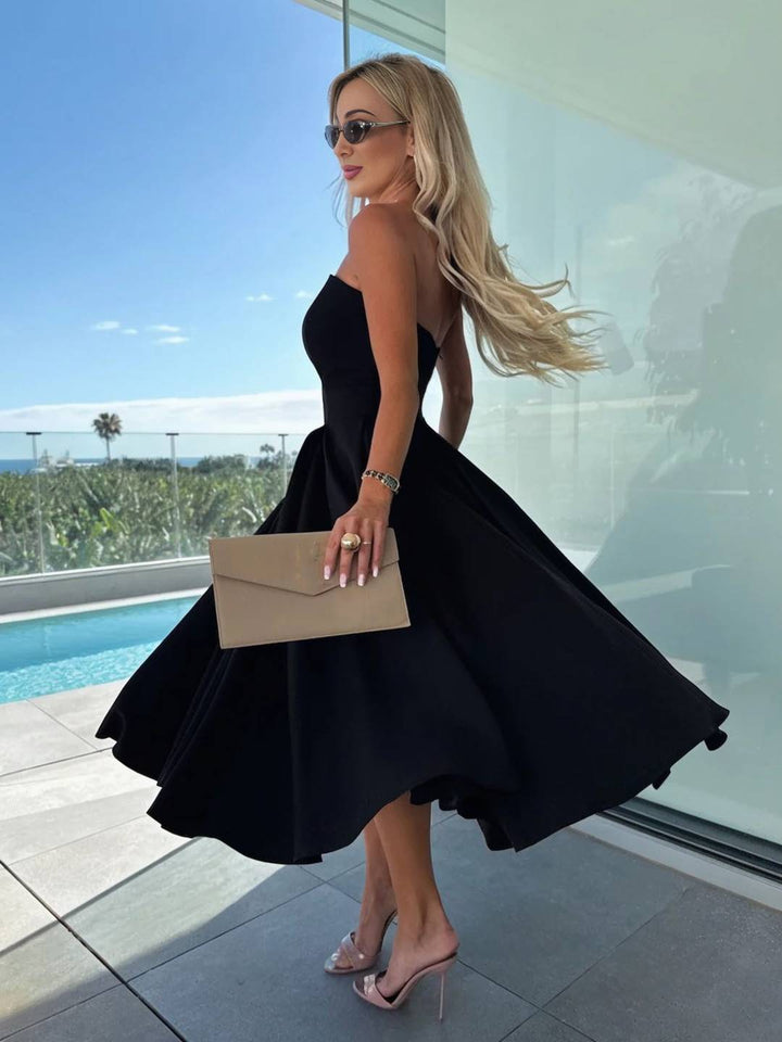 Levoire | Robe Longue En A Sans Manches Sans Bretelles Pour Femmes Décontractée Élégante Prom Fête Robe De Cocktail Anniversaire