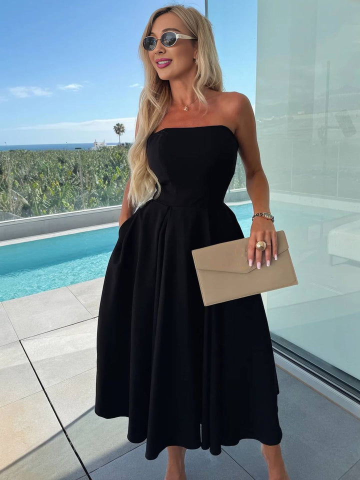Levoire | Robe Longue En A Sans Manches Sans Bretelles Pour Femmes Décontractée Élégante Prom Fête Robe De Cocktail Anniversaire
