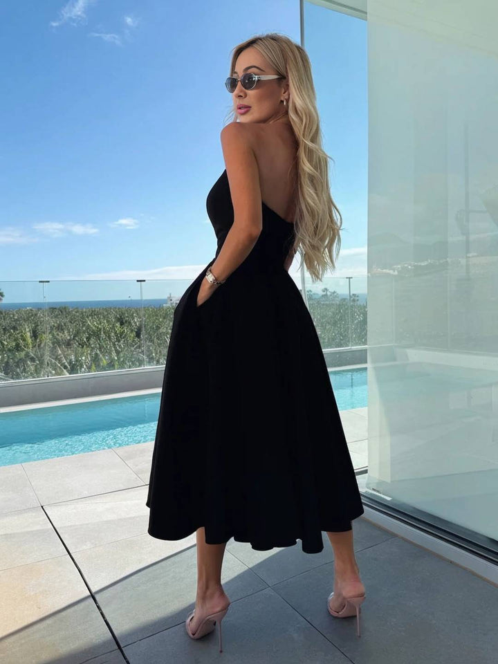 Levoire | Robe Longue En A Sans Manches Sans Bretelles Pour Femmes Décontractée Élégante Prom Fête Robe De Cocktail Anniversaire