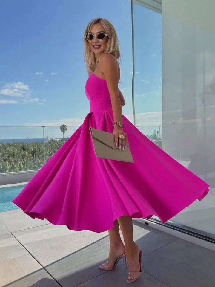 Levoire | Robe Longue En A Sans Manches Sans Bretelles Pour Femmes Décontractée Élégante Prom Fête Robe De Cocktail Anniversaire