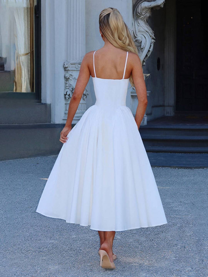 Levoire | Robe Longue Skater Décolleté En V Dos Nu Avec Fines Bretelles Élégante Vintage Audrey Hepburn Robe De Bal