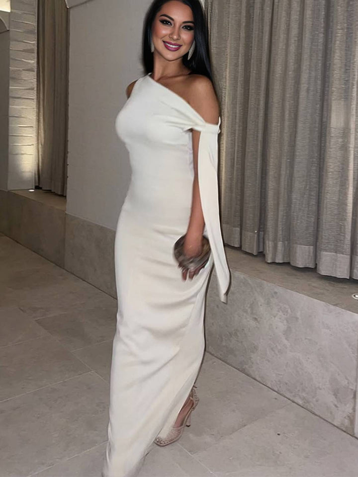 Levoire | Robe Longue Sans Manches À Épaule Unique Ajustée Pour Femmes Élégante Pour Prom Bal Pour Cérémonie De Mariage