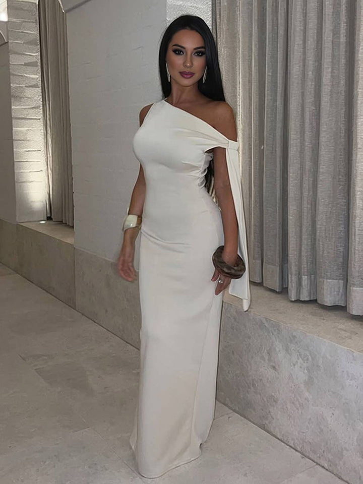 Levoire | Robe Longue Sans Manches À Épaule Unique Ajustée Pour Femmes Élégante Pour Prom Bal Pour Cérémonie De Mariage