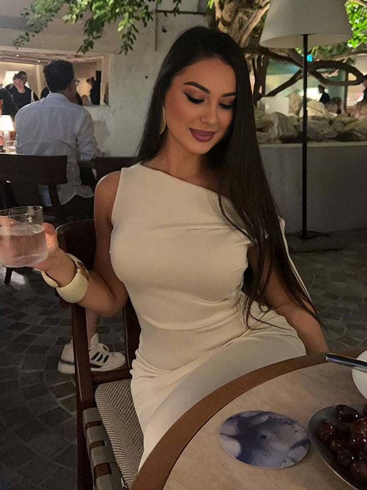 Levoire | Robe Longue Sans Manches À Épaule Unique Ajustée Pour Femmes Élégante Pour Prom Bal Pour Cérémonie De Mariage