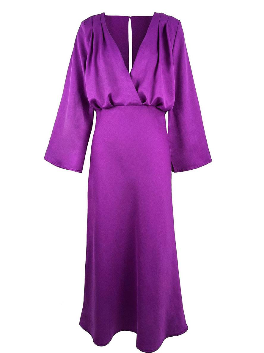 Levoire | Robe Longue À Décolleté En V Boutons Couture Au Dos Manches Trumpet Manches Longues Femme Élégant Vintage Prom Bal