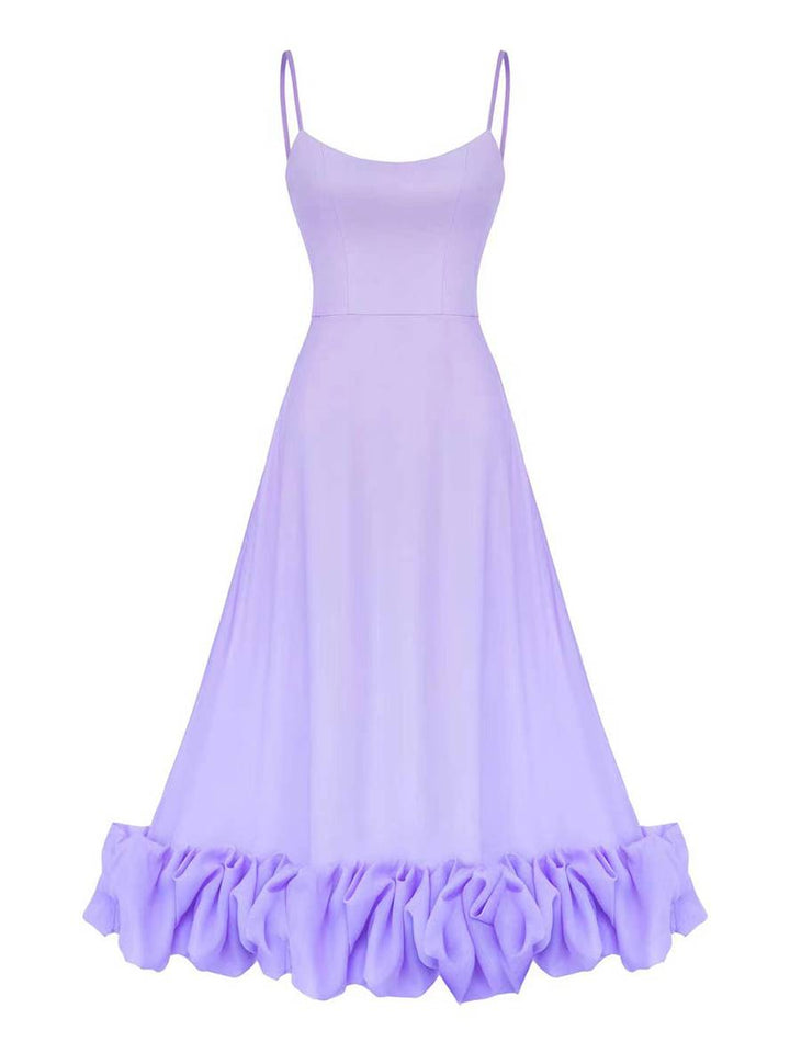 Levoire | Robe Mi-Longue A-Ligne Avec Volants Bustier Avec Fines Bretelles Sans Manches Femme Élégant Doux Cocktail Prom