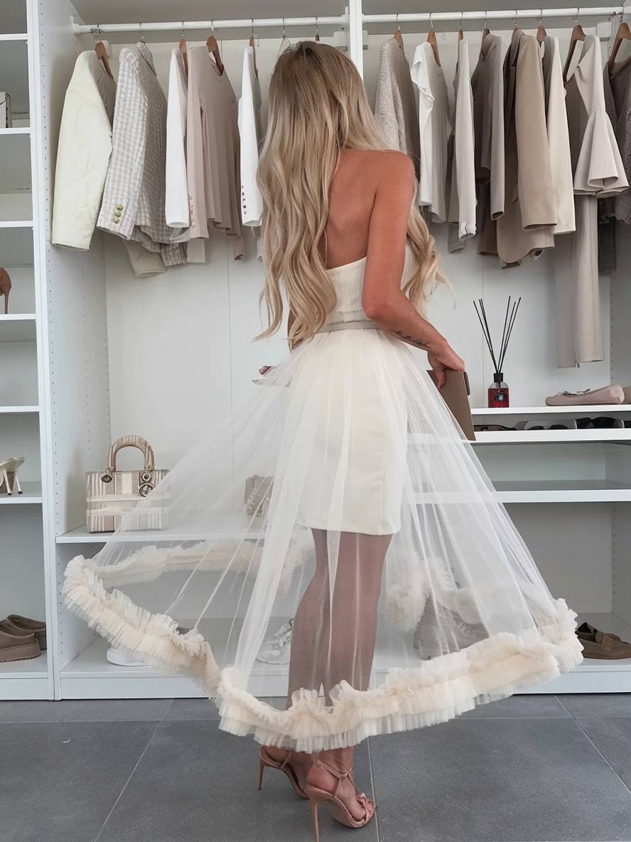 Levoire | Robe Midi Tulle Cintrée Sans Manches Femme Élégante Loisirs Cocktail Anniversaire Bal De Fin D'Année